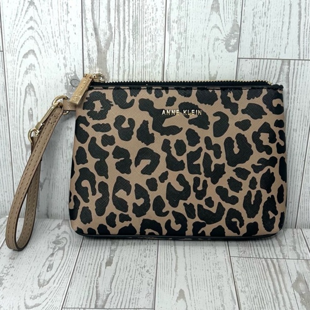 Anne Klein Tan and Black Leopard Print Clutch